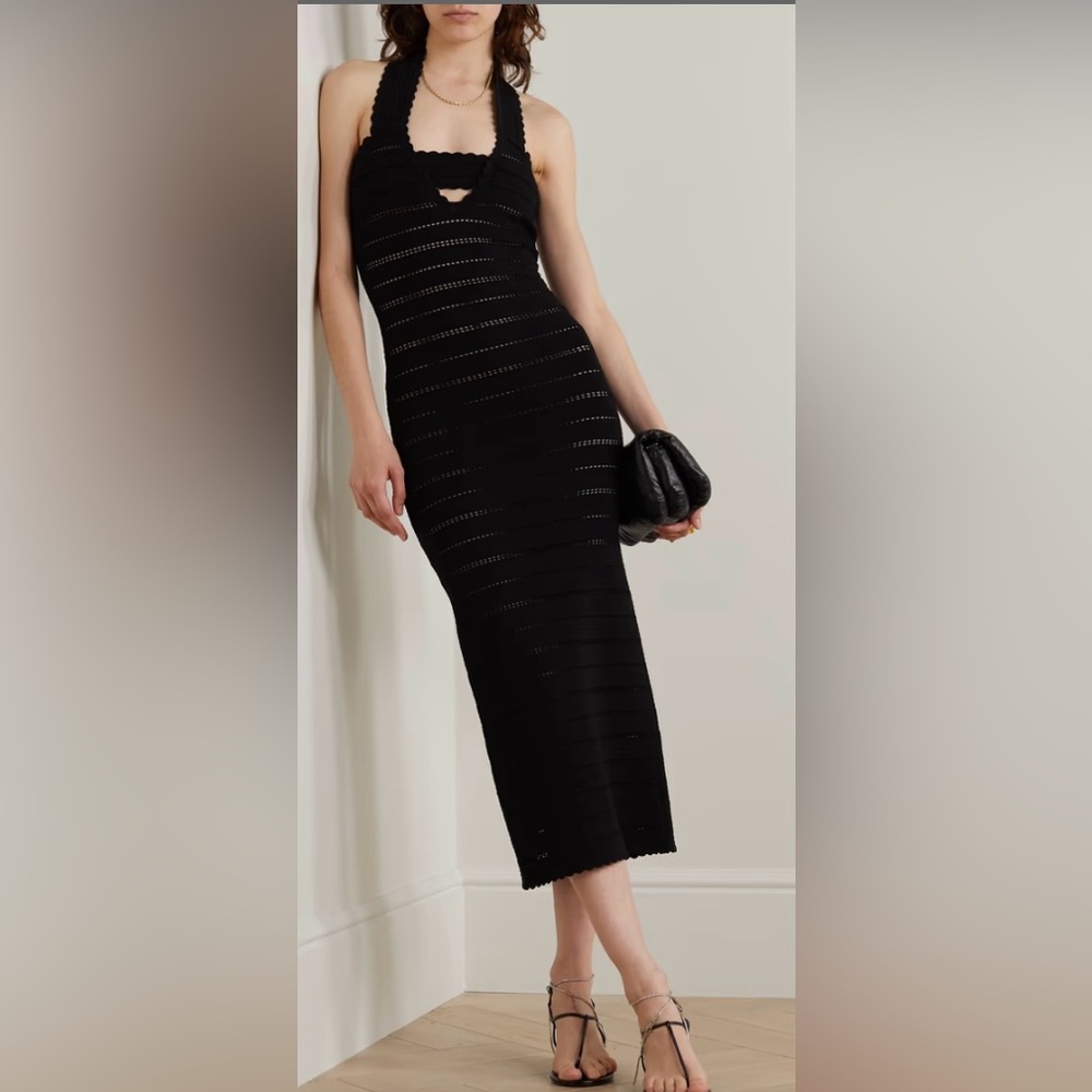 Victoria Beckham Pointelle-Knit Halterneck Midi Dress. Nwt